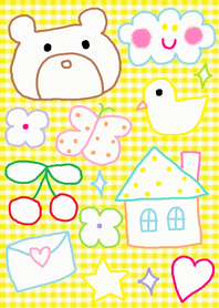 (Colorful x Happy bear yellow check)