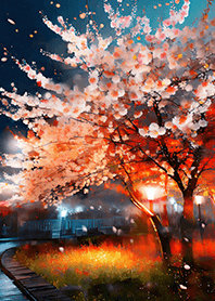 Beautiful night cherry blossoms#750