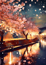 Beautiful night cherry blossoms#2591