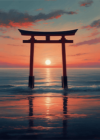 淨化身心-海中的鳥居2 夕陽