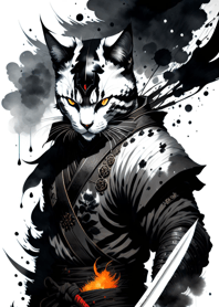 Ink wash cat samurai 8d1438