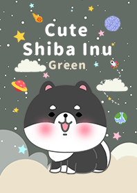 misty cat-Shiba Inu black Galaxy green
