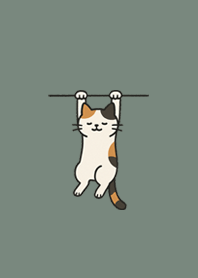 Dangling Calico Cat (Muted Green Theme)3