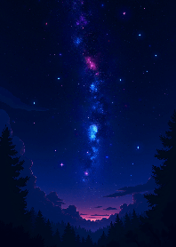 Forest night sky