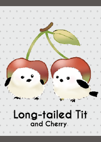 Long-tailed Tit and Cherry,cute & simple