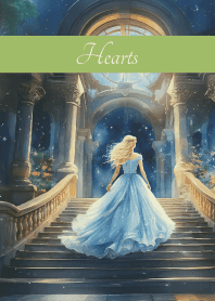 blue dress girl on moss green