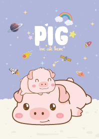 เจ้าหมูน้อย ธีมน่ารัก สีม่วง