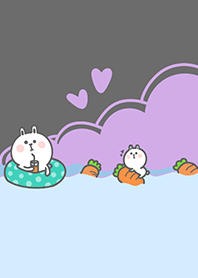 Cute Rabbit Swimming Fun J-Grey.Green