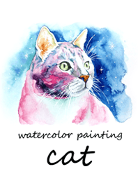 watercolor painting cat
