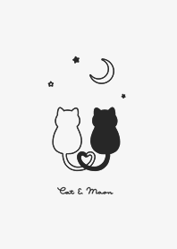 ネコと月。黒と白。
