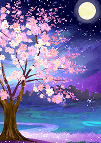 Beautiful night cherry blossoms#2053