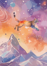 Cat in Space on pink & blue