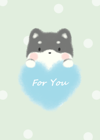 mokomoko heart -Kuroshiba- green dot 2