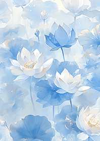 Lotus flower (blue watercolor style)