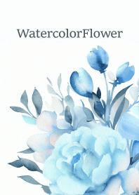 Watercolor Lightblue Flower-hisatoto 96