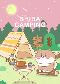shiba inu -mountain camping/pink2