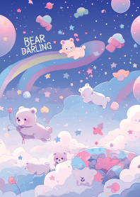 cute bear floating in the sky