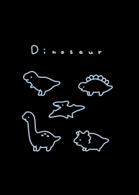 5 semi real dinosaurs/ aqua line,black