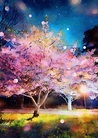 Beautiful night cherry blossoms#2357