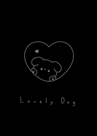 dog in heart/black gray