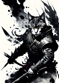 Ink wash cat samurai 190f49