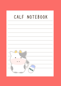 CALF NOTEBOOKj-VERMILION