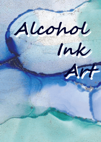 알코올 잉크 아트, "바다 블루" 테마.