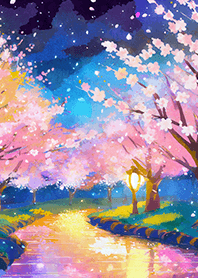Beautiful night cherry blossoms#865