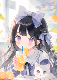 可愛貓娘喝飲料 3