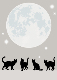 幸運の満月の黒猫/ベージュホワイト