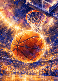 Orange Spotlit Ball and Hoop