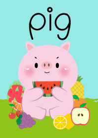 Cute Pig Pig  Love Fruit Theme