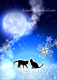 Luck rises black cat and moon10.