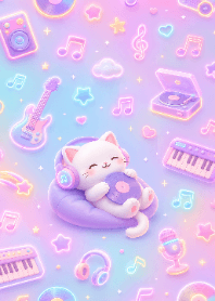 Cute DJ Cat Pastel