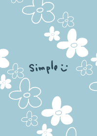 手書きのお花 くすみブルー4