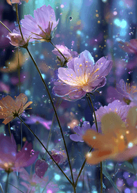 粉紅 夜色閃耀花朵時光