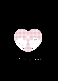 WH Cats in Heart(checker)/pink black