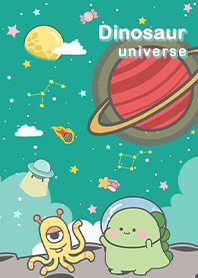 浩瀚宇宙-恐龍與外星人-月球-綠色星空