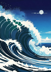 Mountain, Sea, and Moonlit Night 3C782A