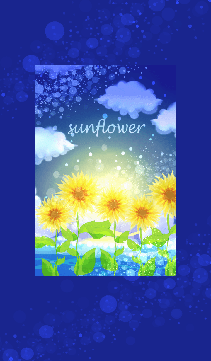 Sunflowers and summer scenery at night.