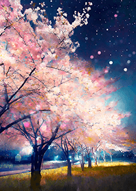 Beautiful night cherry blossoms#908