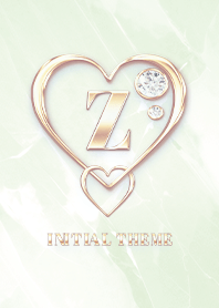 [ Z ] Heart Charm & Initial  - Green