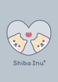 柴犬チューリップ[くすみブルー]