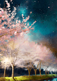 Beautiful night cherry blossoms#2977