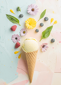 Ice cream cone with flowers 2