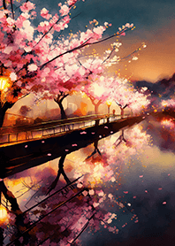 Beautiful night cherry blossoms#805