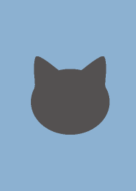 シンプル　猫　黒猫　くすみブルー