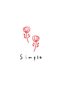 Line drawing. Stylish flowers. Red.