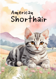 American Shorthair Cat In Flower Theme 2