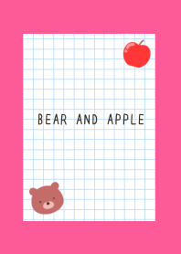 BEAR AND APPLE GRAPH PAPER-FLASHY PINK